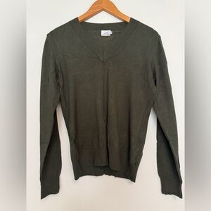 Cielo Olive V-Neck Lightweight Knit Sweater